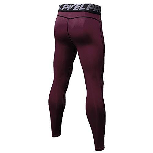N/ A N/ A Athletic Leggings for Men,Men's Compression Pants Running Tights Leggings with Zip Pocket Wine Red