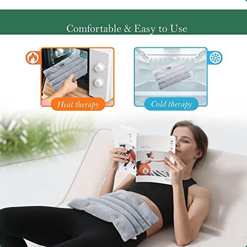 Romfox Romfox Microwavable Heating Pad for Pain Relief, Moist Heat for Menstrual Cramps, Muscles, Joints, Back, Neck and Shoulders, Heat Compress Pillow, for Both Hot and Cold Therapy (Grey - Unscented)