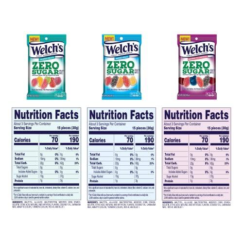 Welch's Welch’s Fruit Snacks, Zero Sugar Variety Pack with Mixed Fruit, Berries 'N Cherries & Island Fruits, Gluten Free, 3 oz (pack of 12)