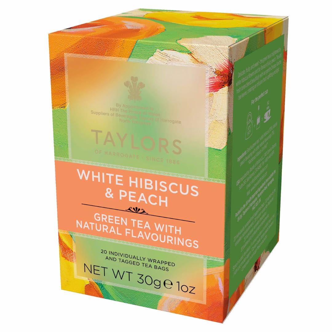 Taylors of Harrogate Taylors of Harrogate White Hibiscus & Peach Green Tea, 20 Teabags (Pack of 3)