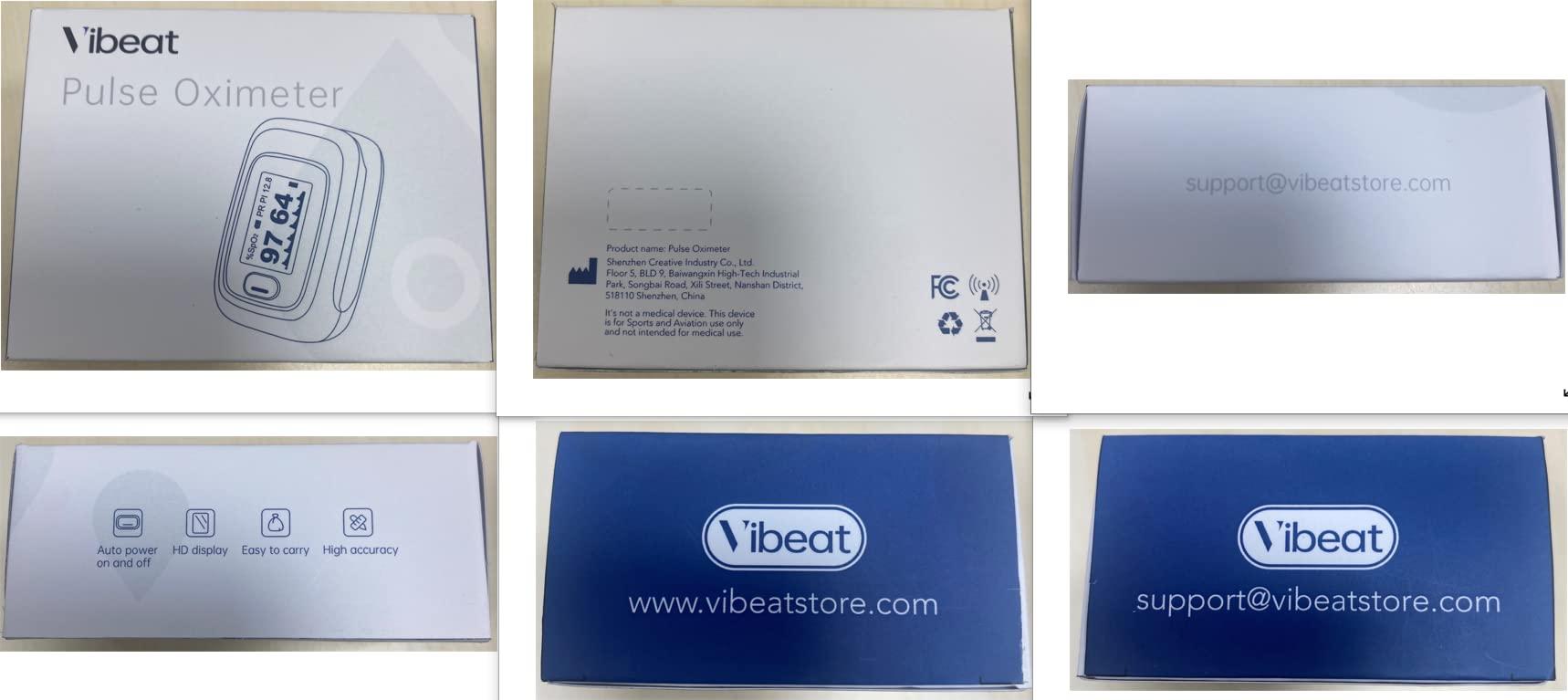 Vibeat Vibeat Bluetooth Fingertip Pulse Oximeter with Pulse Rate, Blood Oxygen Saturation Monitor | Finger O2 Meter, Batteries and Lanyard Included, Free APP, FSA/HSA Eligible