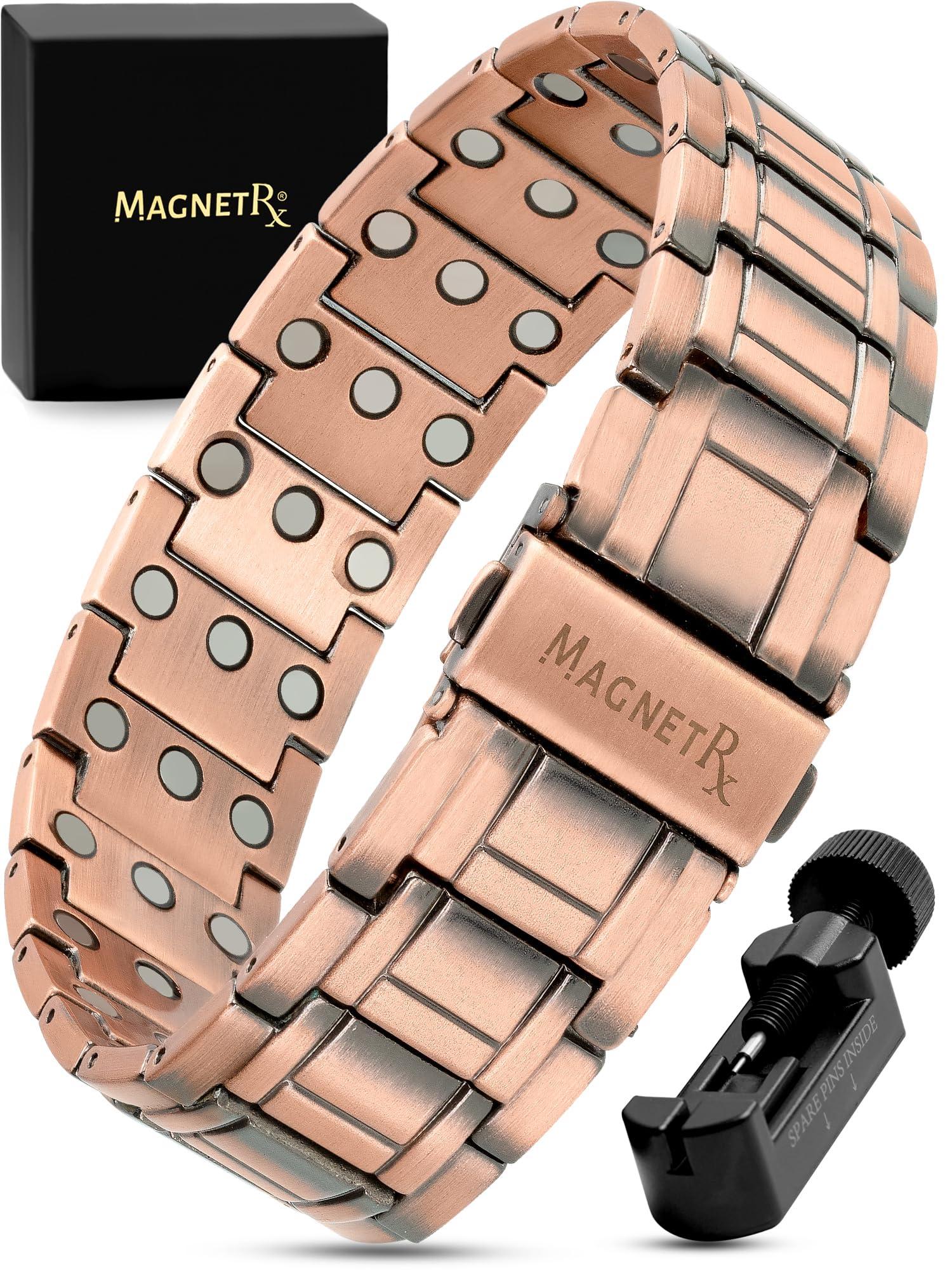 MagnetRX MagnetRX 3x Strength Copper Bracelet  99.9% Pure Copper Bracelets for Men with Magnets  Premium Foldover Clasp and Adjustable Length with Included Sizing Tool (Stealth)