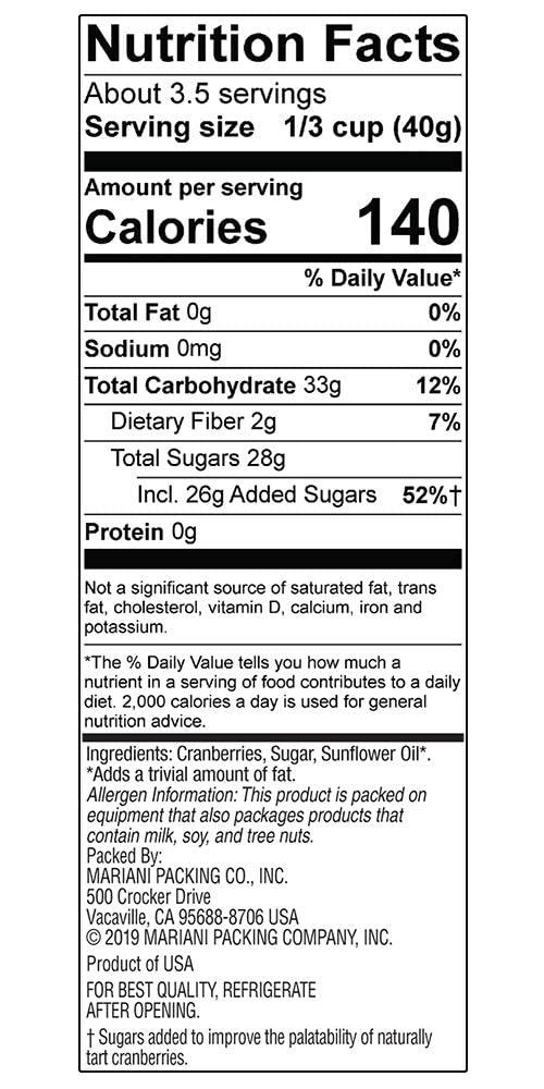 Mariani Premium Mariani Dried Cranberries - Gluten Free, Vegan, No Preservatives - Healthy Snacks for Kids & Adults, 5oz Bag (Pack of 4)