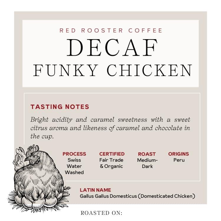 Red Rooster Coffee Roaster Red Rooster Coffee Roaster, Organic DECAF Funky Chicken, 2LB / Whole Bean