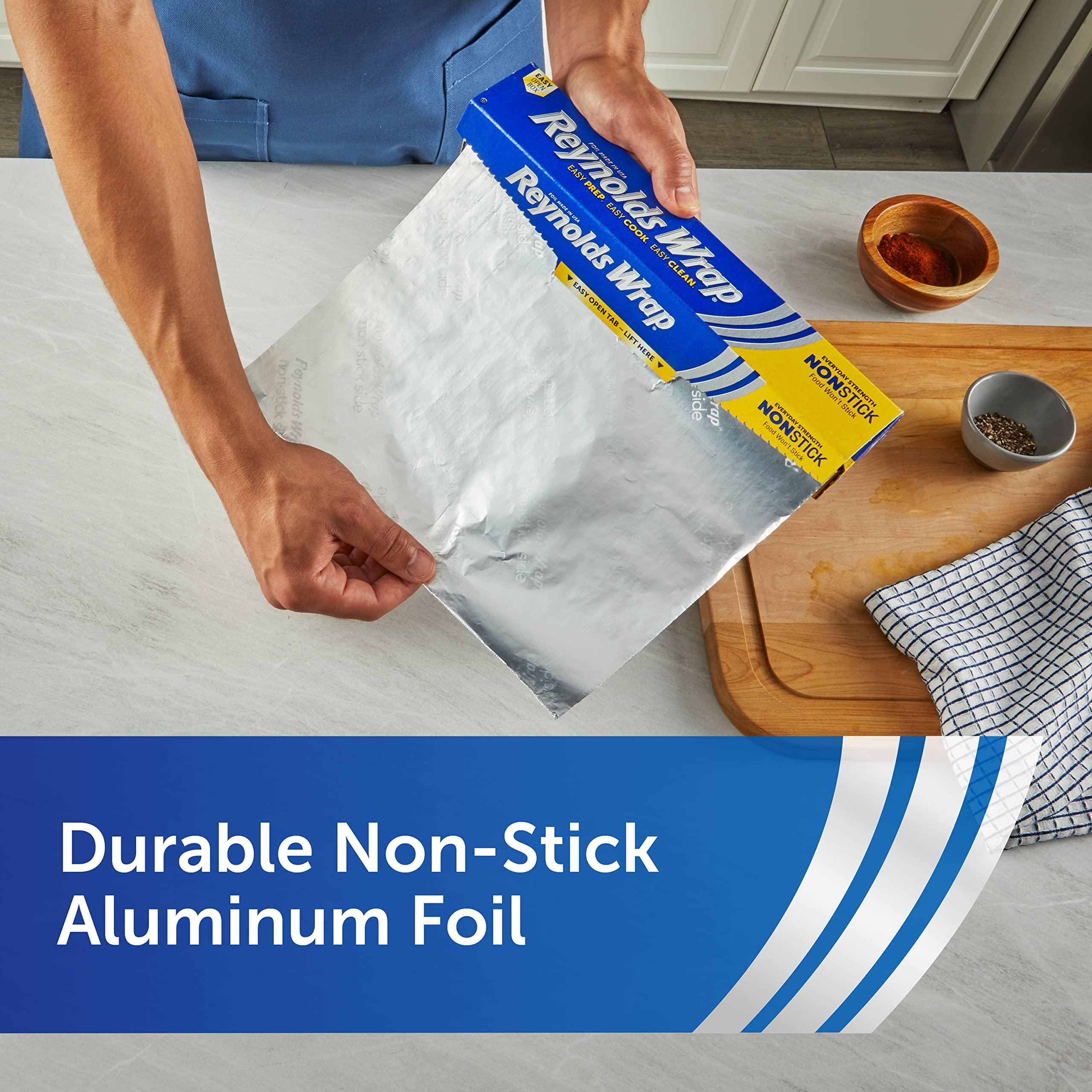 Reynolds Reynolds Wrap Non Stick Aluminum Foil, Nonstick Aluminum Foil Roll, Prevents Food Sticking and Messy Cleanup, Great for Covering Casseroles and Leftovers, 43.33 Yards x 12 Inches, 130 Sq. Ft.