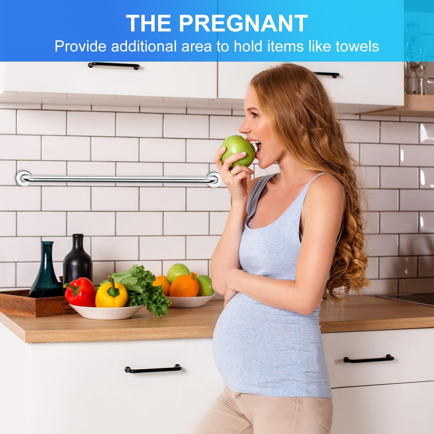 supregear supregear Bathroom Grab Bar, 24 inch 304 Stainless Steel Bathroom Safety Grab Bars Balance Grab Bar in Chrome for Bathtub Shower Toilet Kitchen Bedroom, Concealed Screw Wall Mounted