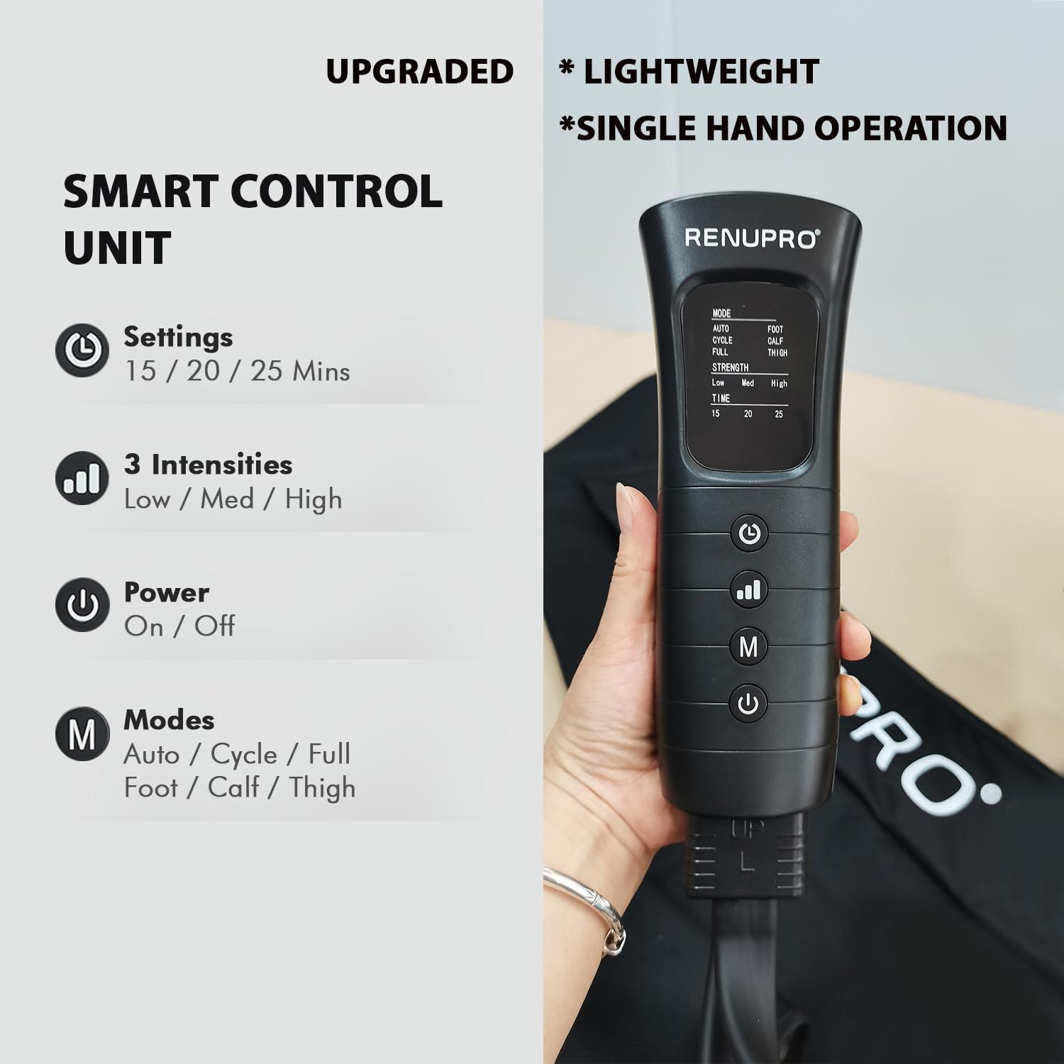 RENUPRO RENUPRO Professional Leg Massager Recovery System, Dynamic Air Compression for Circulation Improvement and Faster Recovery, Sequential Compression Device for Athletes USA Owned