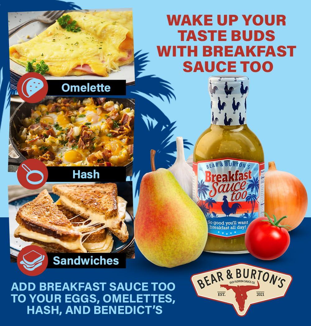 Old Florida Sauce Co. Bear and Burton\'s Breakfast Sauce Too | A Medium Heat Sauce from the Makers of W Sauce | 12 Fl Oz