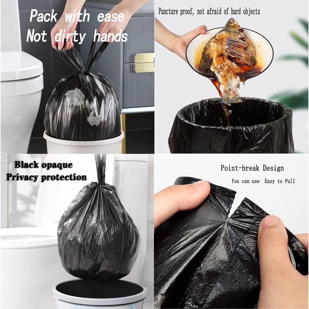 BIAUYEGNW Small Black Trash Bags,Thicken Value 4 Gallon Trash Bag with Handle,200 Counts Small Garbage Bags Wastebasket Trash Can for Bathroom Bedroom Office Kitchen