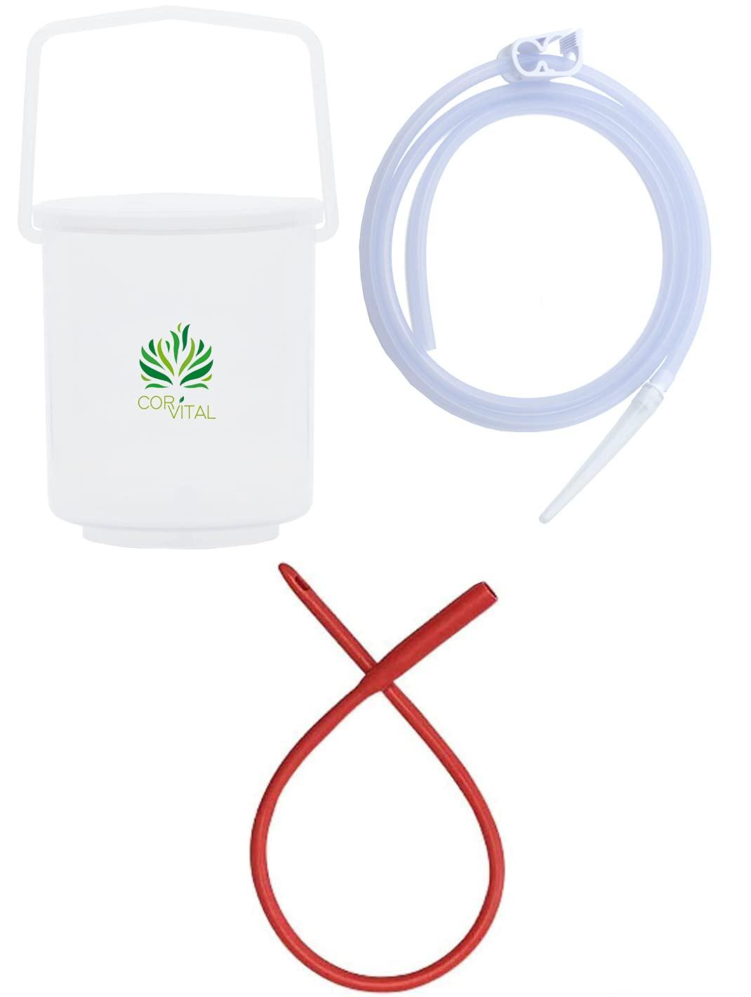 Cor-Vital Cor-Vital Coffee Enema Kit for Colon Cleansing - Complete Enema Accessories - Recommended by Gerson Home Enema Kit - Colon Detox Organic Coffee Enema - Enema Bucket Kit with Red Tube - Colon Cleanser