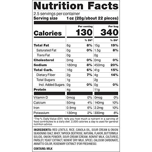 HARVEST SNAPS Harvest Snaps Veggie Chips (Sour Cream and Onion Crunchy Loops) | Powered by Plant Protein, Gluten Free, Non-GMO Baked Vegetable Crisps | Made in USA (12 Snack Packs)