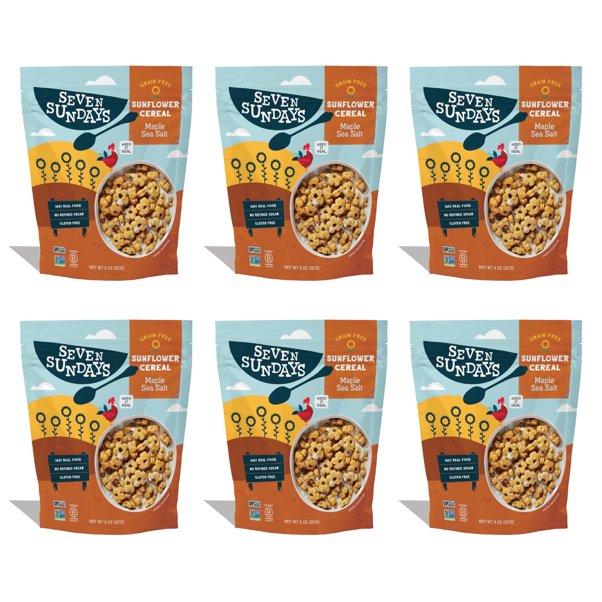 Seven Sundays Seven Sundays Sunflower Cereal, Maple Sea Salt, 8 Oz Bag (Pack of 6), Grain & Gluten Free, 5g Upcycled Protein, 0g Refined Sugar, Salty Sweet Snack