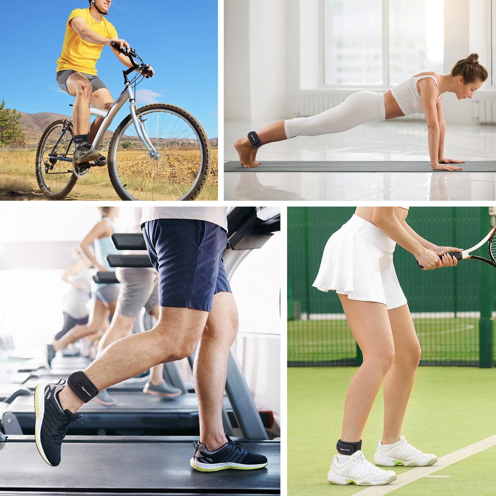 Vigorwise Vigorwise Achilles Tendonitis Brace, 2Pcs Adjustable Achilles Ankle Strap for Men Women, Blue Ankle Brace with Silicone Pad for Achilles Pain, Running, Cycling, Hiking, Sports