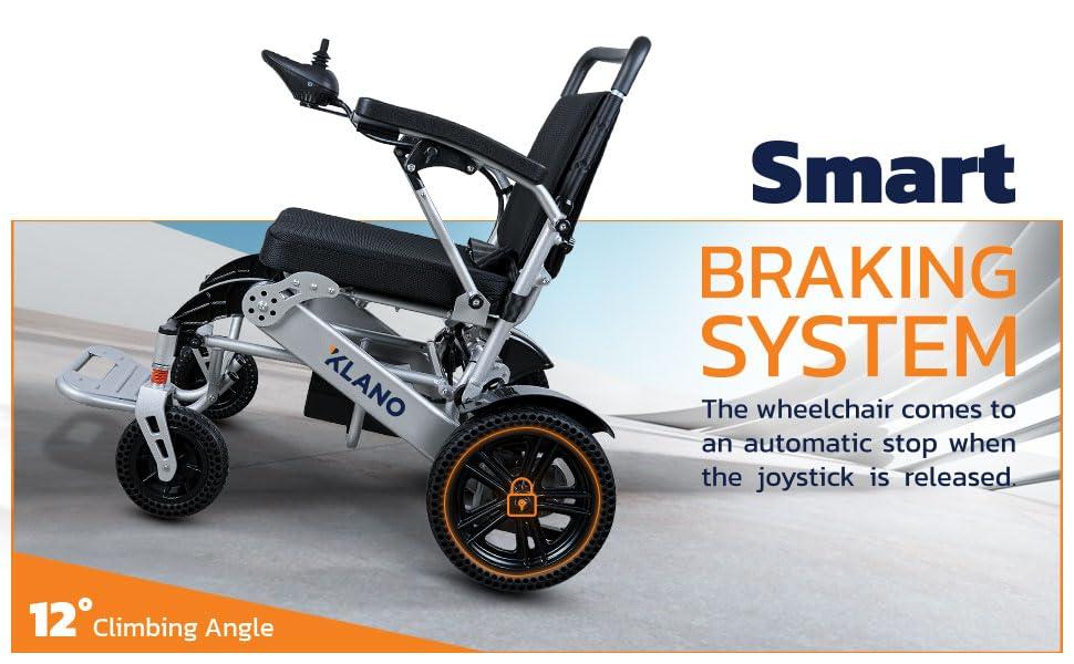 K KLANO KL80 Klano Electric Wheelchair 30 Miles Long Range, 600W Motor, Lightweight, Foldable, All-Terrain, Puncture-Free Wheels, Portable, Compact, Airline Approved, Power Wheelchair for Adults & Seniors