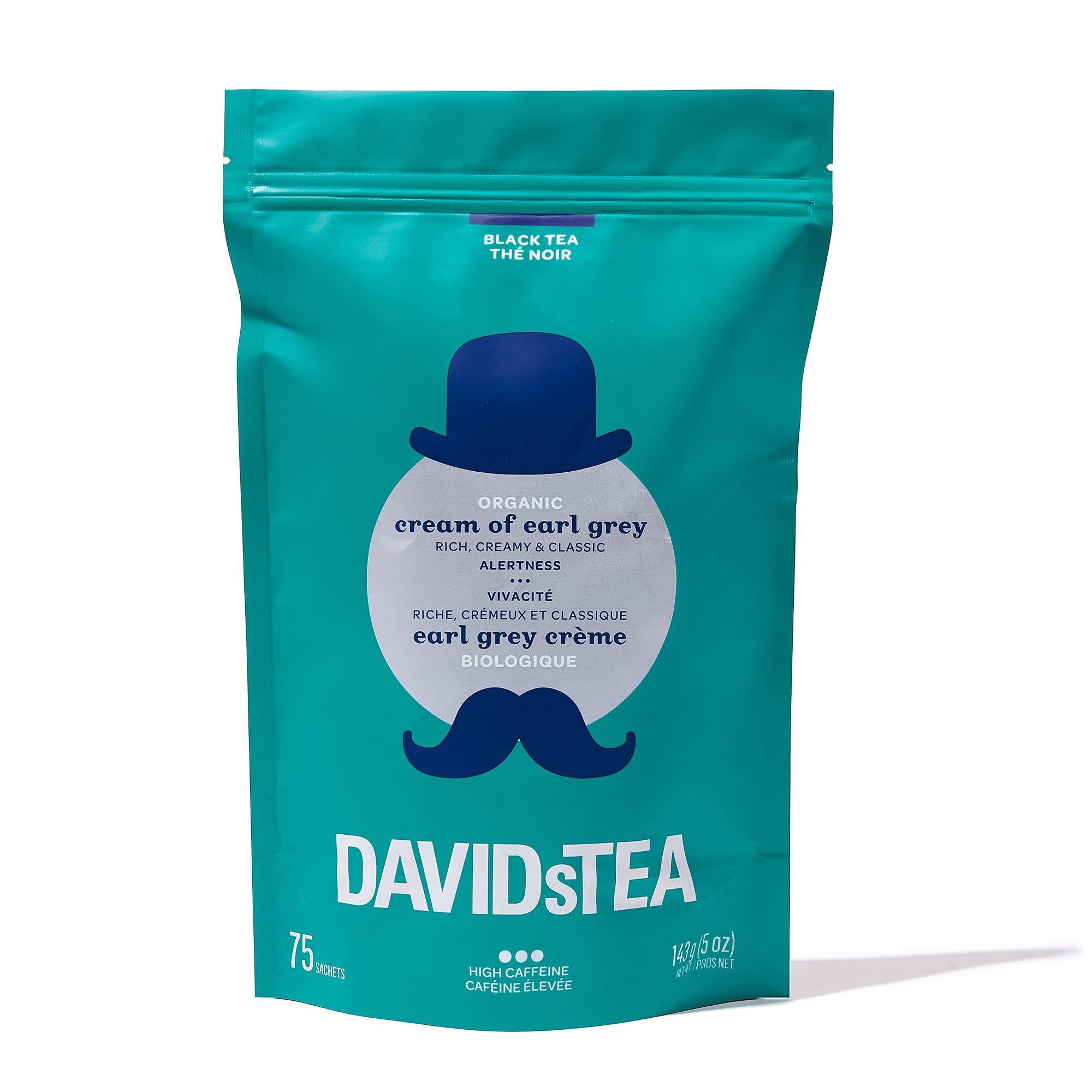 DAVIDsTEA DAVIDsTEA Organic Cream of Earl Grey Tea Sachets, Premium Black Tea with Bergamot and Vanilla, 75 Teabags Total