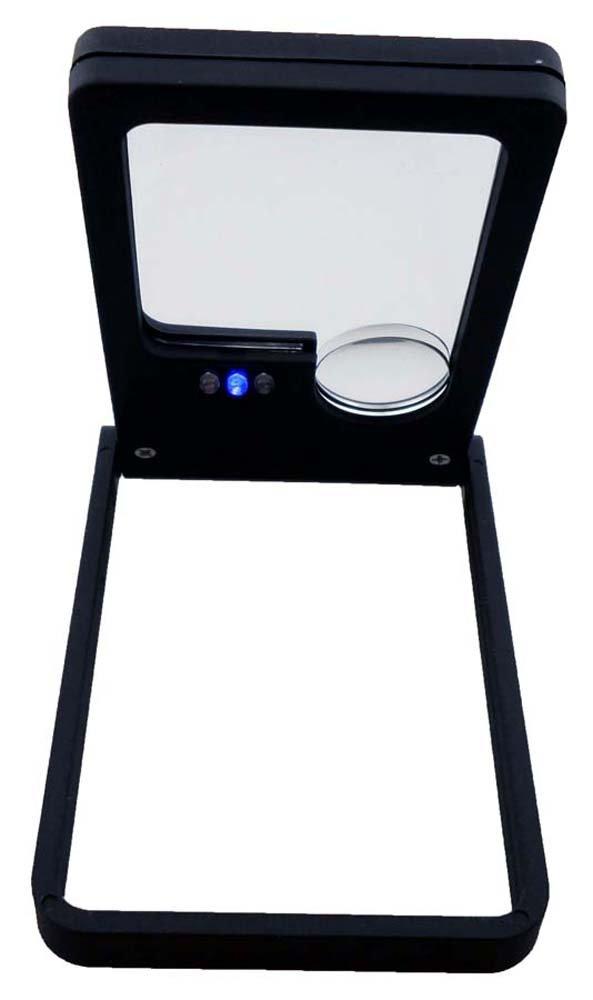 HAWK IMPORTERS, INC MAXIMIZE 1.75\" Square Lens Magnifier | LED & UV Light | Tiltable Frame | Dual 3X & 10x Power | Compact & Portable