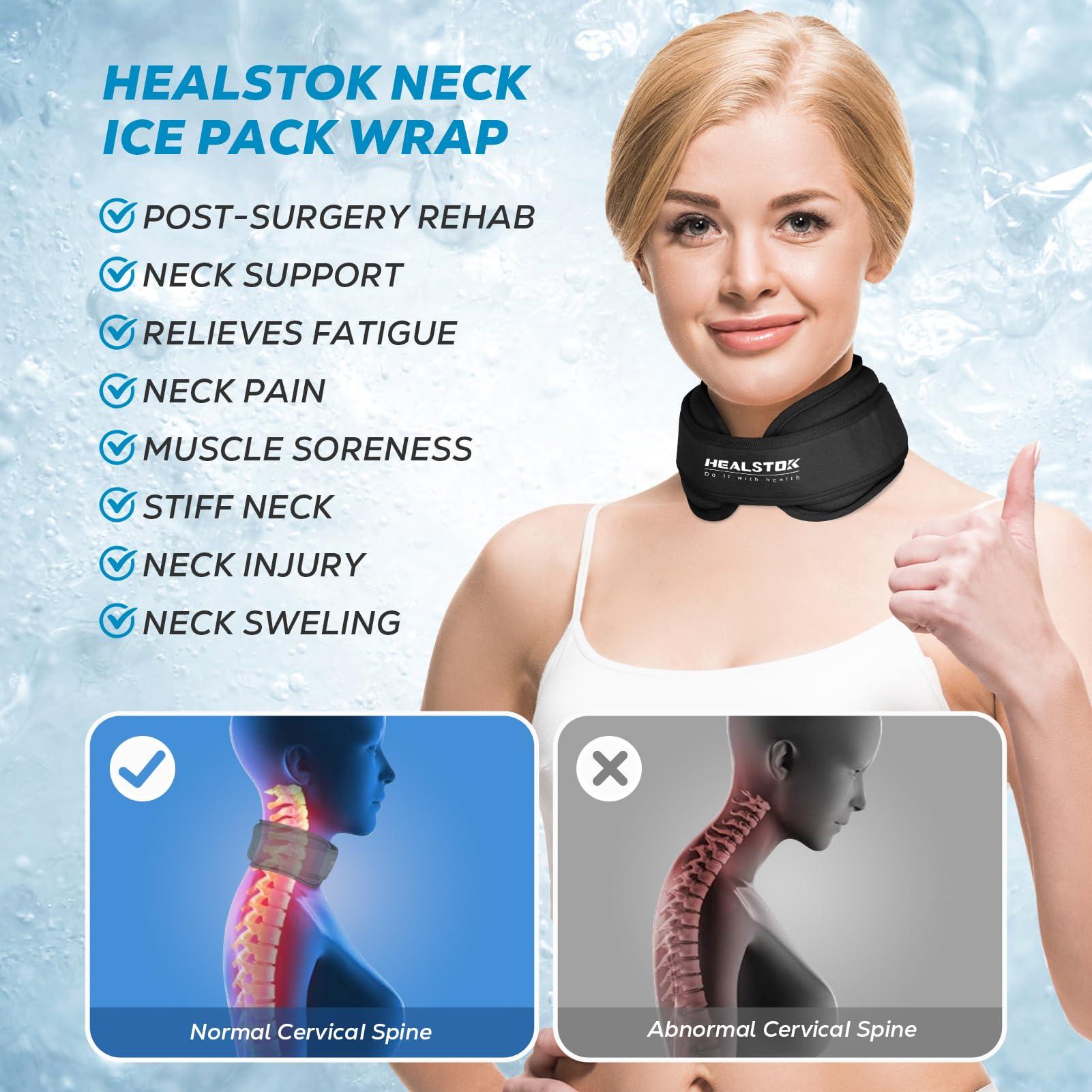 HEALSTOK Neck Ice Pack Wrap,Cervical Ice Pack,Cold Compress Ice Packs for Neck Injuries Reusable Cold & Hot Therapy Adjustable Flexible Gel Migraine Ice Head Wrap for Neck Pressure. (Ice Blue)
