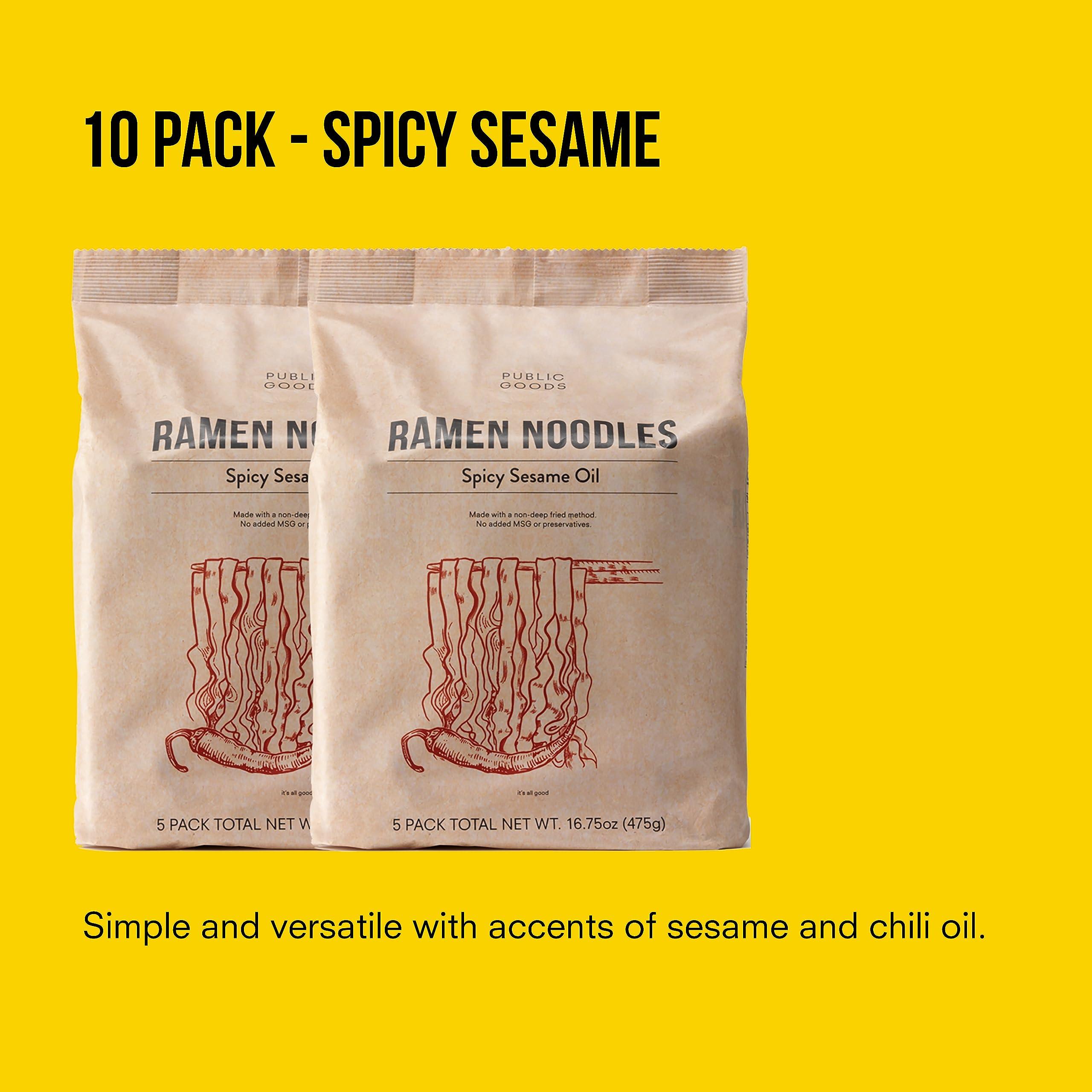 Public Goods Public Goods Ramen Noodles | Brothless Vegan & Vegetarian Instant Ramen | Healthy, High Protein Asian Noodle | Preservative Free | No Added MSG | Spicy Sesame Oil (10 Pack)