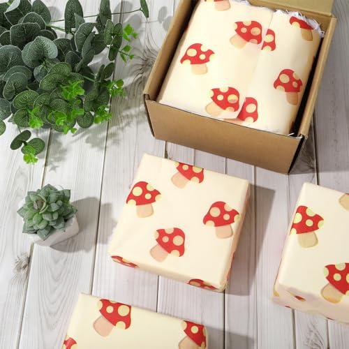 JarThenaAMCS JarThenaAMCS 100 Sheets Mushroom Tissue Paper Red Mushroom Gift Wrapping Paper Vintage Decorative Art Craft Paper for DIY Crafts Birthday Party Home Decor, 14 x 20 Inch