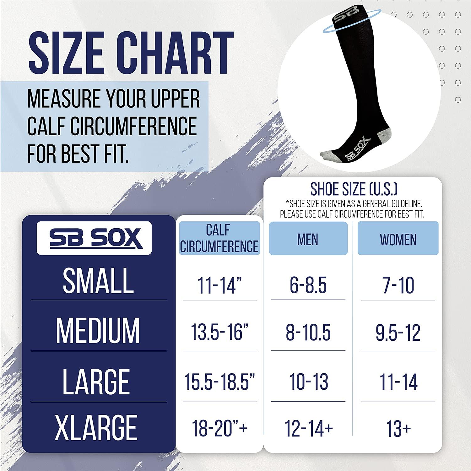 SB SOX SB SOX Compression Socks (20-30mmHg) for Men & Women – Best Compression Socks for All Day Wear, Better Blood Flow, Swelling! (Large, Black/Blue)