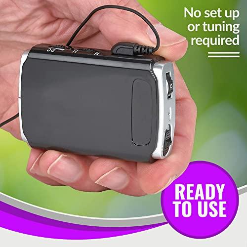 MEDca Rechargeable Personal Sound Amplifier - Pack of 2, Lightweight Compact Pocket Sounds Voice Enhancer Audio Hearing Device w/Background Noise Reduction Digital Hearing for Adults and Seniors