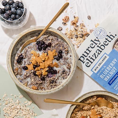 purely elizabeth Purely Elizabeth, Blueberry Walnut, Superfood Oatmeal Pouch 8oz (8oz Bag), Collagen, Gluten-Free, Organic Oats