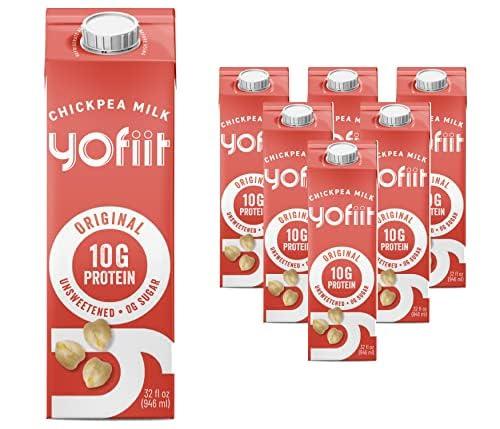 YoFiit Yofiit Original Unsweetened Plant Based Milk with Pea Protein and Flax - More Protein than Almond Milk - Non Dairy Coffee Creamer, Vegan & Shelf Stable | 10g Protein - 6 Pack