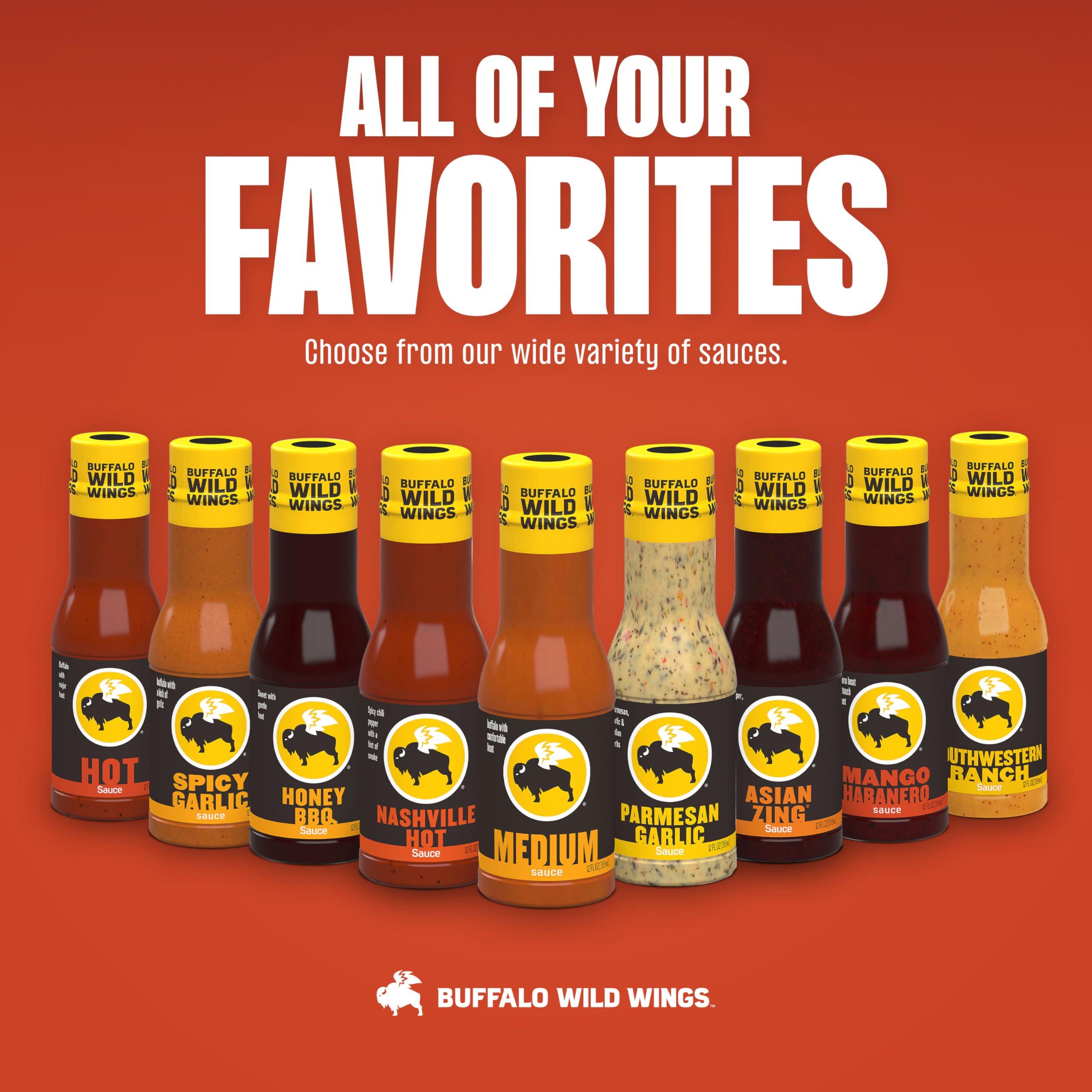 Buffalo Wild Wings Buffalo Wild Wings Medium Buffalo Sauce, 12 fl. oz., Perfect Dipping Sauce, Chicken Marinade, Wing Seasoning and Burger Topping, Enjoy a Medium, Comfortable Heat