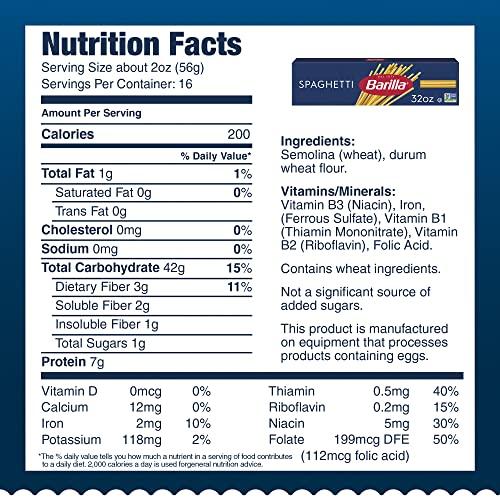 Barilla Barilla Spaghetti Pasta, 32 oz. Box - Non-GMO Pasta Made with Durum Wheat Semolina - Kosher Certified Pasta (Pack of 2)