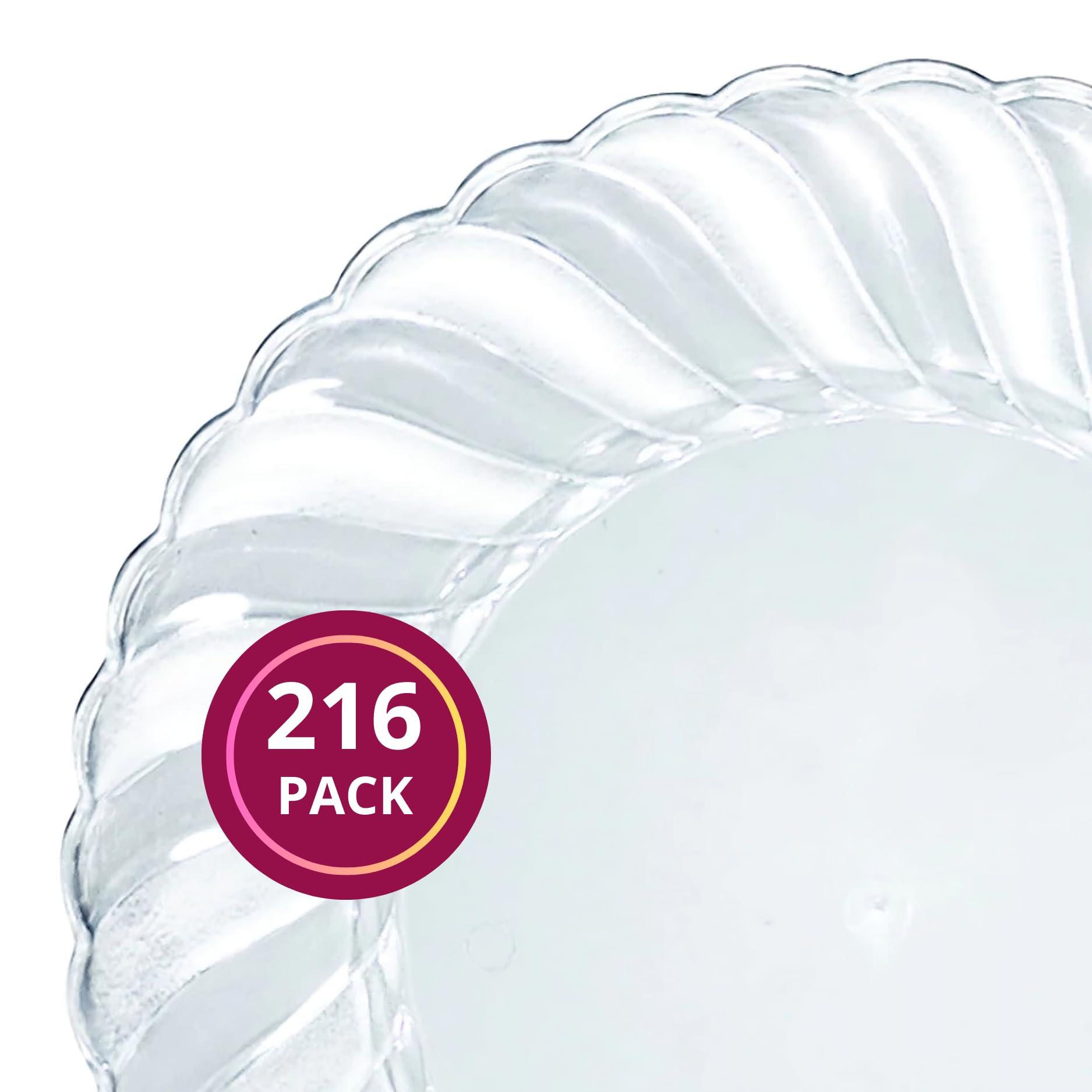 Smarty Had A Party Elegant Disposable Plastic Heavy Duty Dinnerware Sets, Flared Plastic Plates, Combo Set For Wedding, Birthday & All Occasions (Clear, 6\" Pastry Plates (216 Plates))