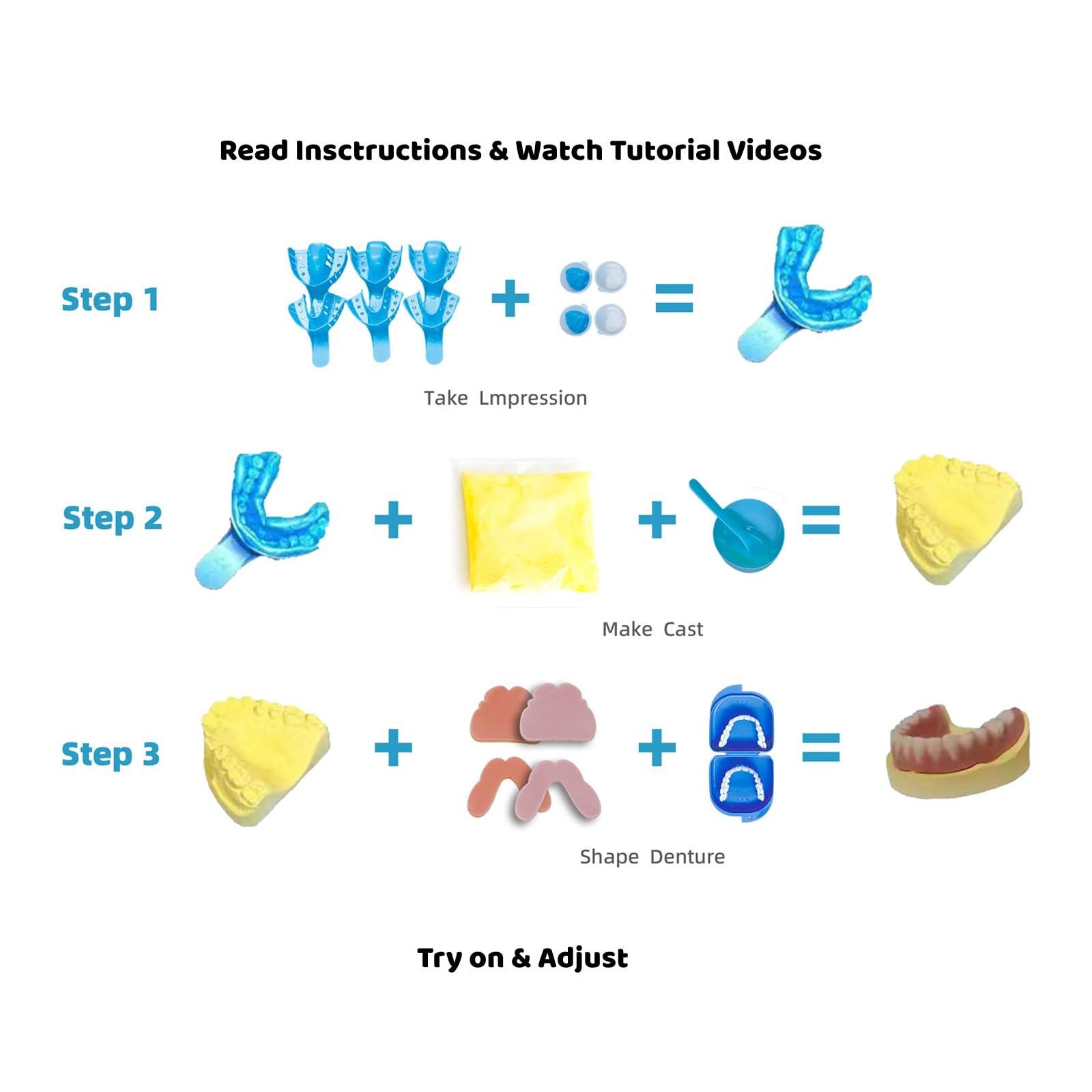 DENTUREWAY DENTUREWAY DIY Denture Kit with Impression(2 Sets of False Teeth),Do-It-Yourself Denture Solution,DIY Partial Denture kit, DIY Denture (Nature), Small