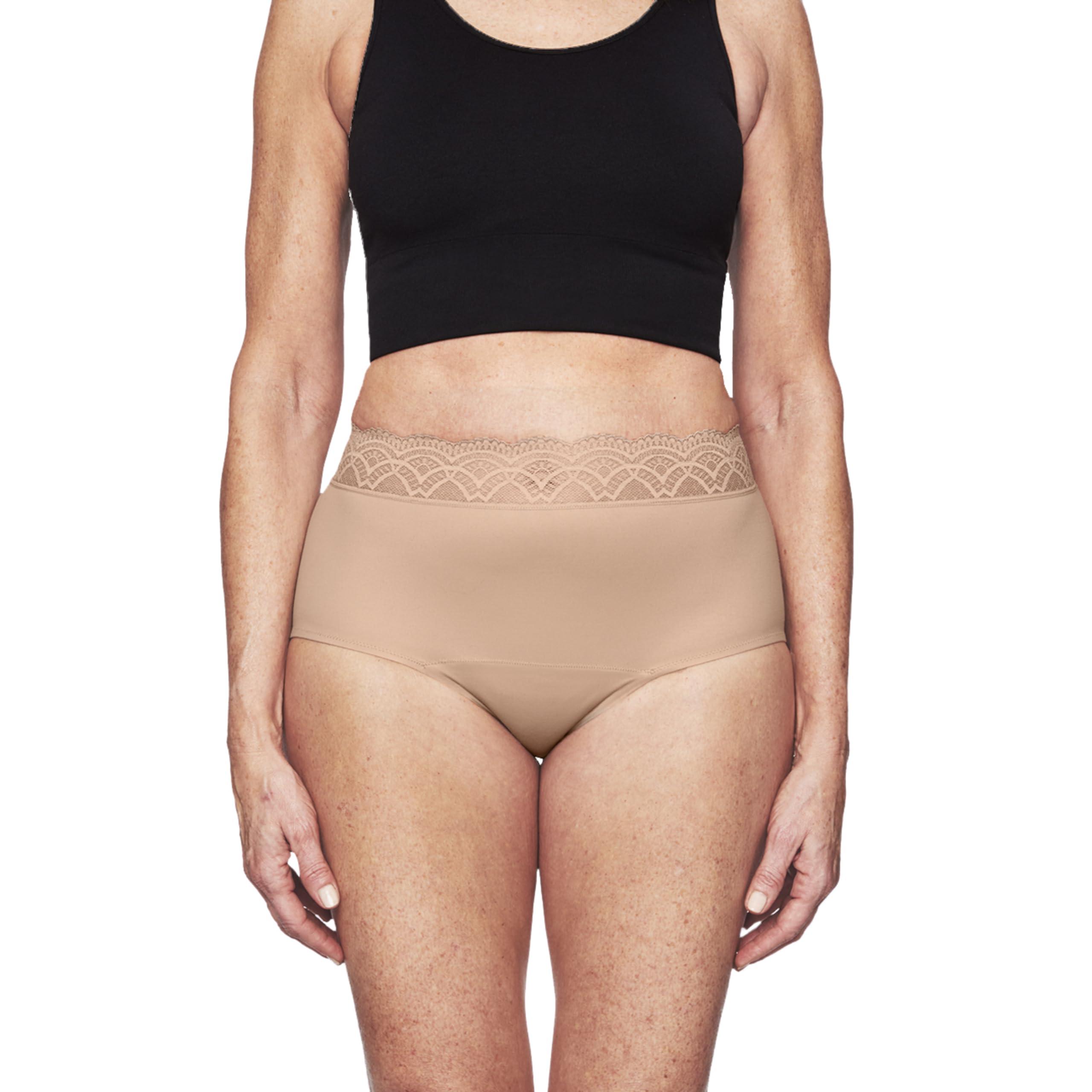 Thinx For All Leaks Thinx For All Leaks Hi-Waist Underwear, Holds up to 100ml or 6tbps or 1/4 Cup Worth of Liquid, Light Absorbency Incontinence Underwear for Women, FSA HSA Approved Feminine Care, Beige, M