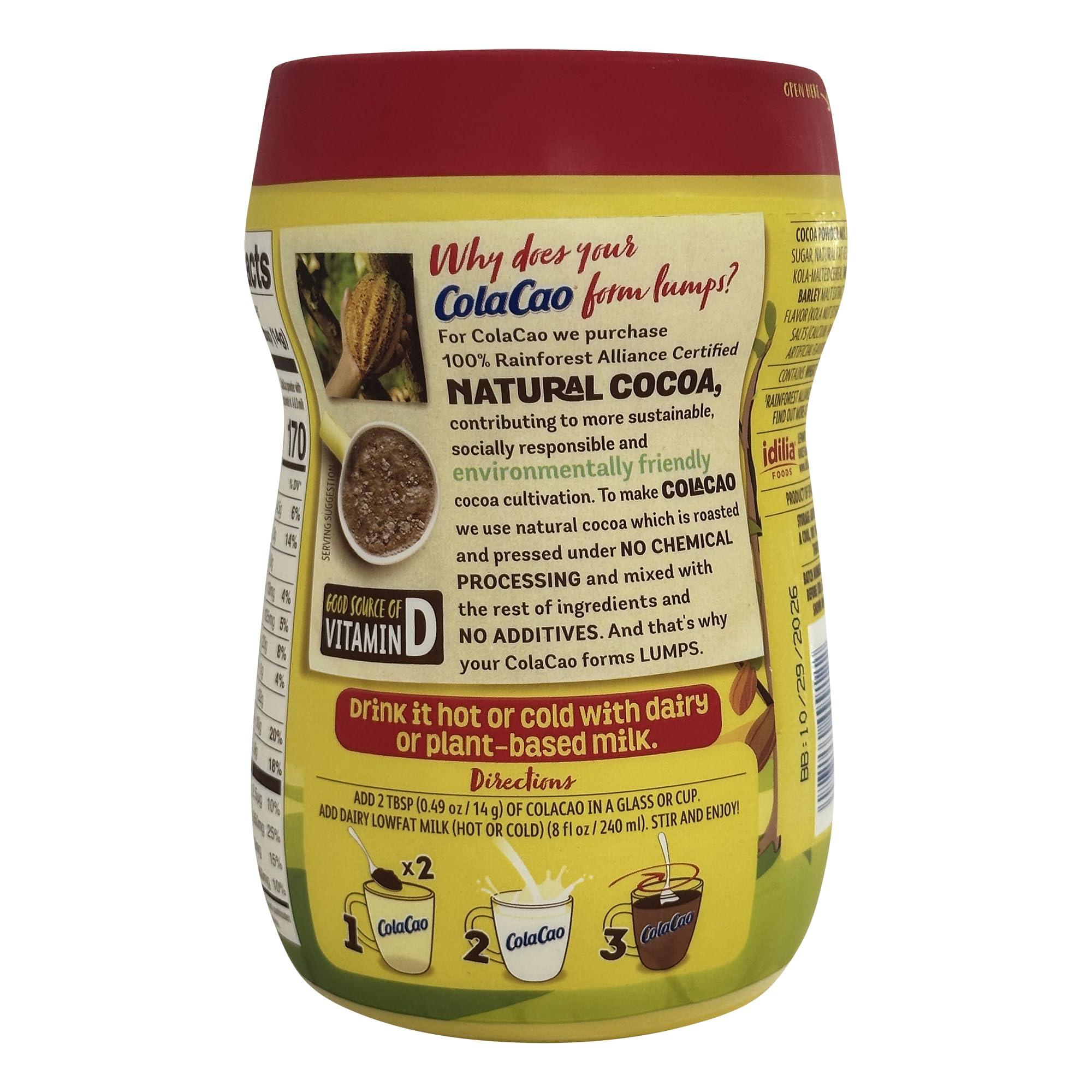 Cola Cao Cola Cao Cocoa Powder Mix 13.8 oz (390 g) per unit 1 PACK. Colacao chocolate drink mix. Colacao original Espaa. Natural Cocoa with no additives. About 27 servings per unit. (1)