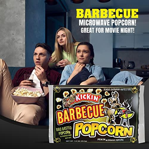 ASS KICKIN' KICKIN' BBQ Microwave Popcorn Bags - 6 Pack - Ultimate Barbecue Gourmet Popcorn Gift - Makes a Great Movie Theater Popcorn or Snack Food for Movie Night