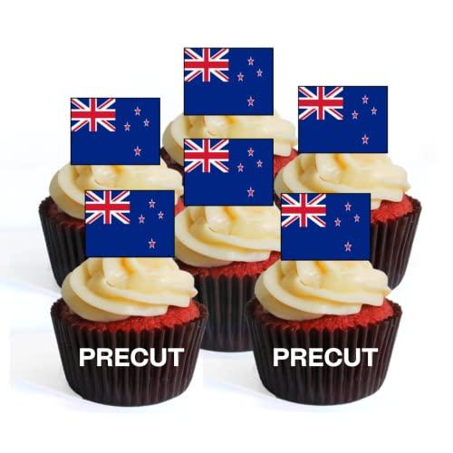 New Zealand Flag Edible PREMIUM THICKNESS SWEETENED VANILLA, Wafer Rice Paper Cupcake Toppers