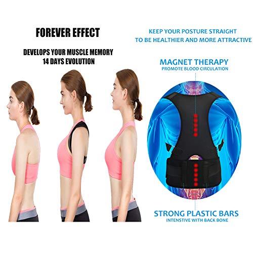 GZXISI Thoracic Back Brace Posture Corrector - Magnetic Support for Neck Shoulder Upper and Lower Back Pain Relief - Perfect Posture Brace for Cervical Lumbar Spine - Fully Adjustable Belt (Black, X-Large)