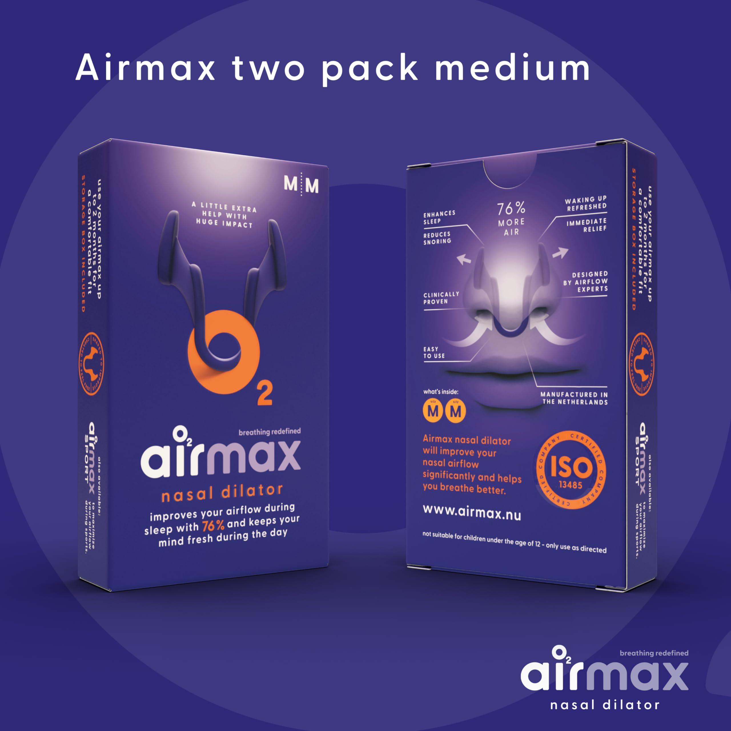 Air Max AIRMAX Nasal dilators for Sleeping - 76% More Airflow - Anti snoring Devices - Breathe Freely Through The Nose - Sinus Relief, Relief and snoring Solution - 2X Medium Orange - 6 Month Relief