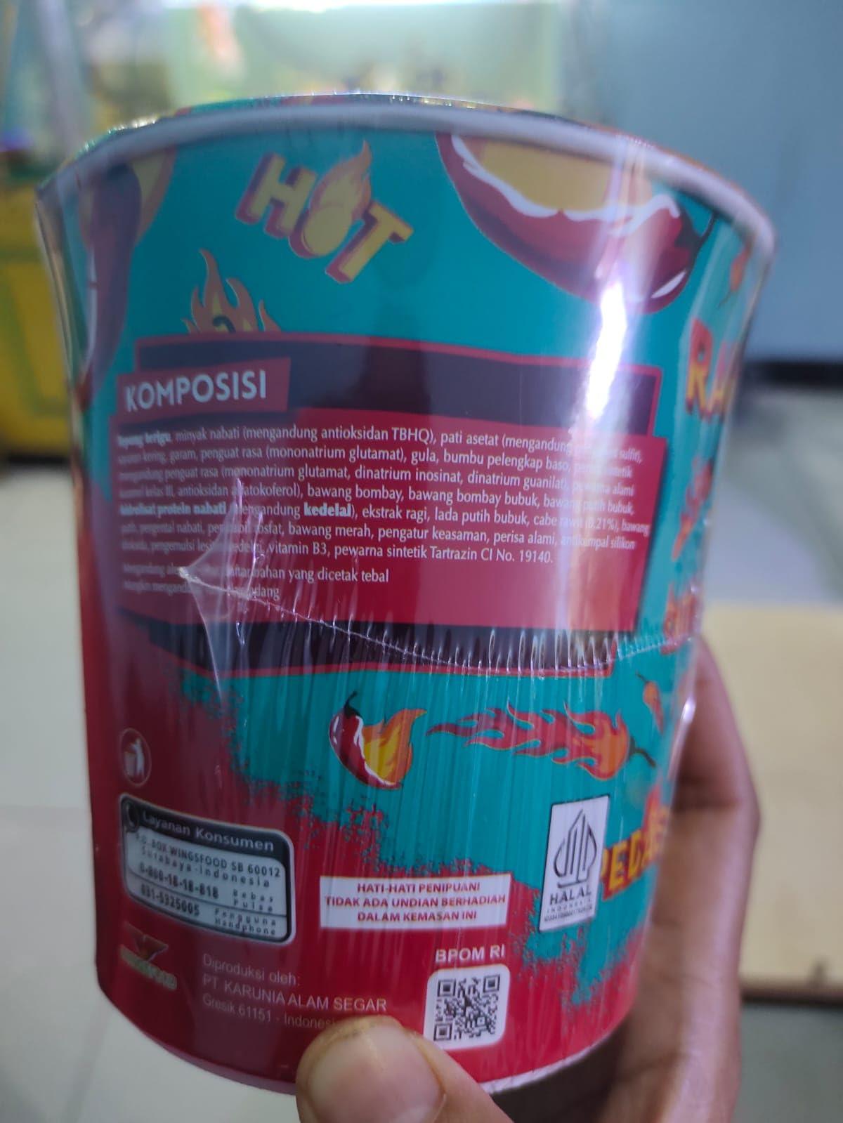 Mie Sedaap Mie Sedaap Cup Instant Noodle Rawit Bingit Rasa Baso Bleduk, 77 gram (Pack of 2)