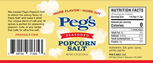 Peg's Salt Peg's Popcorn Salt - It Sticks!