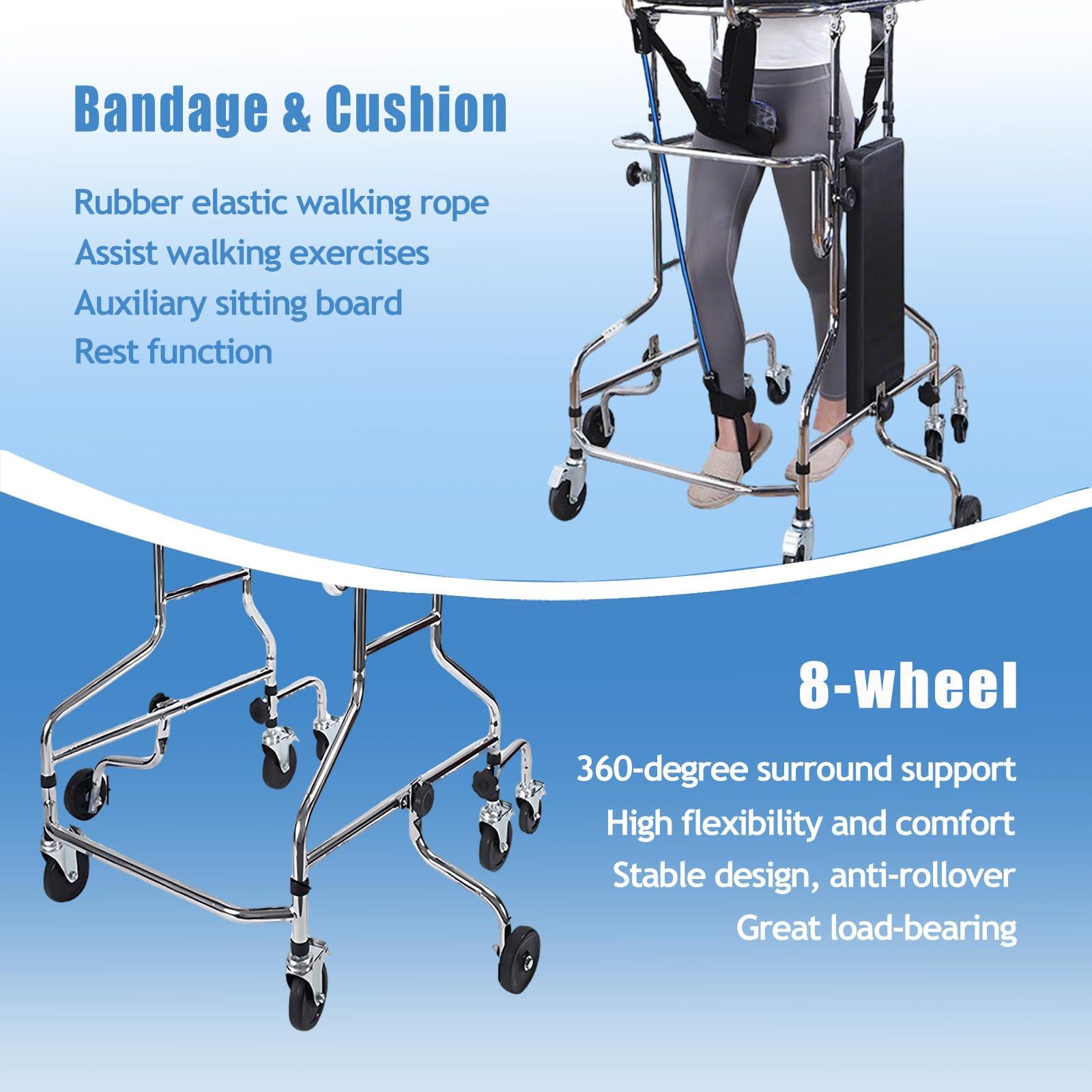 GHOSOONE Adult Walker for Seniors Hemiplegia Rehabilitation Standing Frame,Standing Walker,Anti Recline, Lower Limb Training,Adjustable Height,Walker Aid for The Disabled,Suitable for People of 58-71in