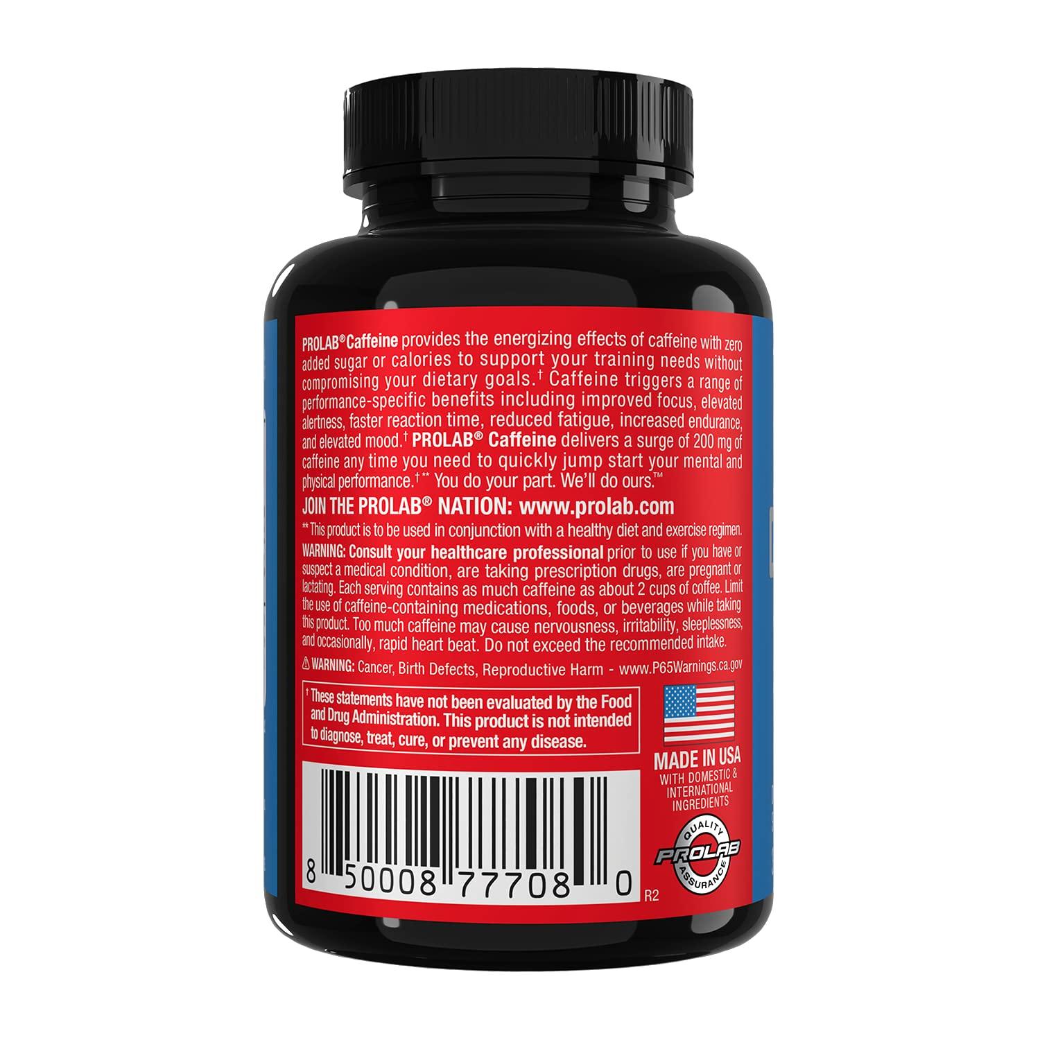 ProLab ProLab Caffeine Tablets 200mg - 300ct | Energy Support, Helps Enhance Endurance & Mental Focus, Reduce Fatigue, Pre-Workout, Extra Strength