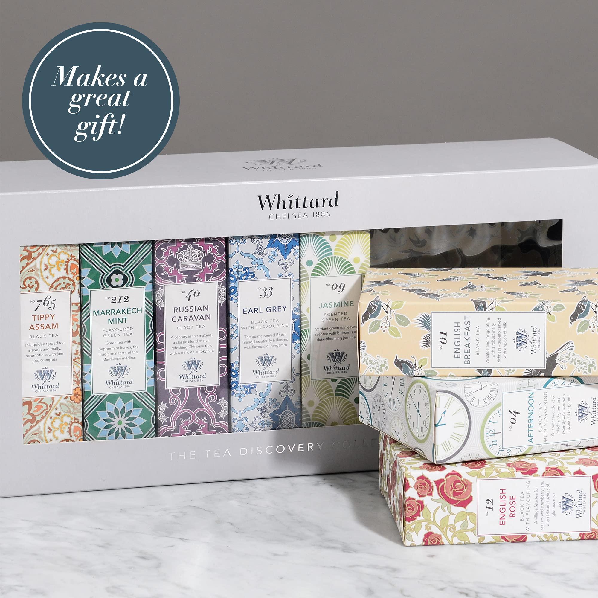 Whittard Whittard of Chelsea - The Tea Discovery Collection - Gift Box Includes 5 Black Teas 2 Green Tea & 1 Oolong Tea (8 Tea Boxes, 160 Teabags, 1 Set)