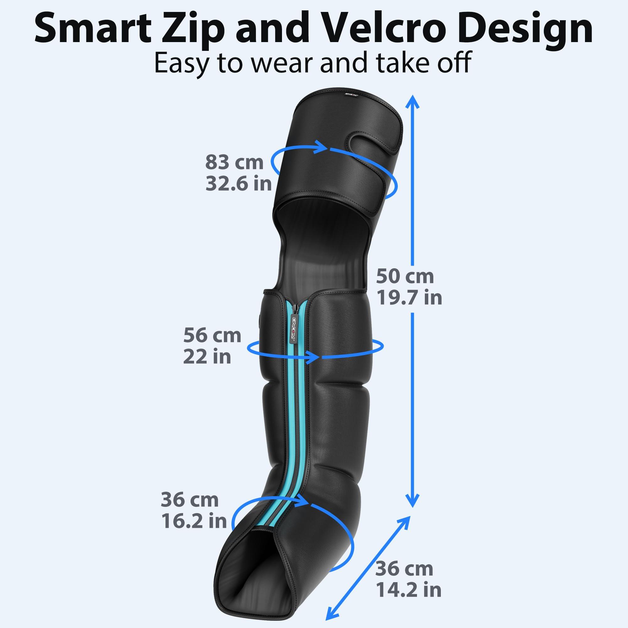 CINCOM CINCOM Leg Massager with Heat and Compression, Leg Massager for Circulation and Pain Relief FSA HSA, 3 in 1 Air Compression Boots for Leg Calf & Foot Recovery Edema Relief, Gifts