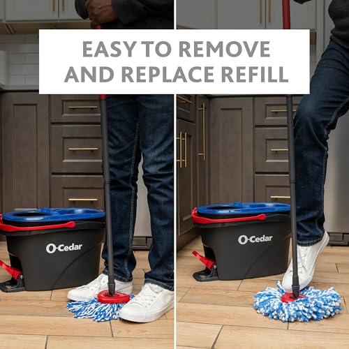 O-Cedar O-Cedar RinseClean Spin Mop & Bucket System + 2 Extra Mop Heads| Clean with Clean Water | Removes 99% of Bacteria