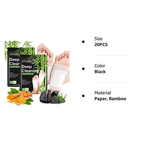 Tudiqe 20PCS Foot Pads, Natural Bamboo Vinegar Ginger Powder, Easy to Use and Feel Better, Ginder Foot Pads for Relaxation, Relieve Stress, Improve Sleep, Pain Relief