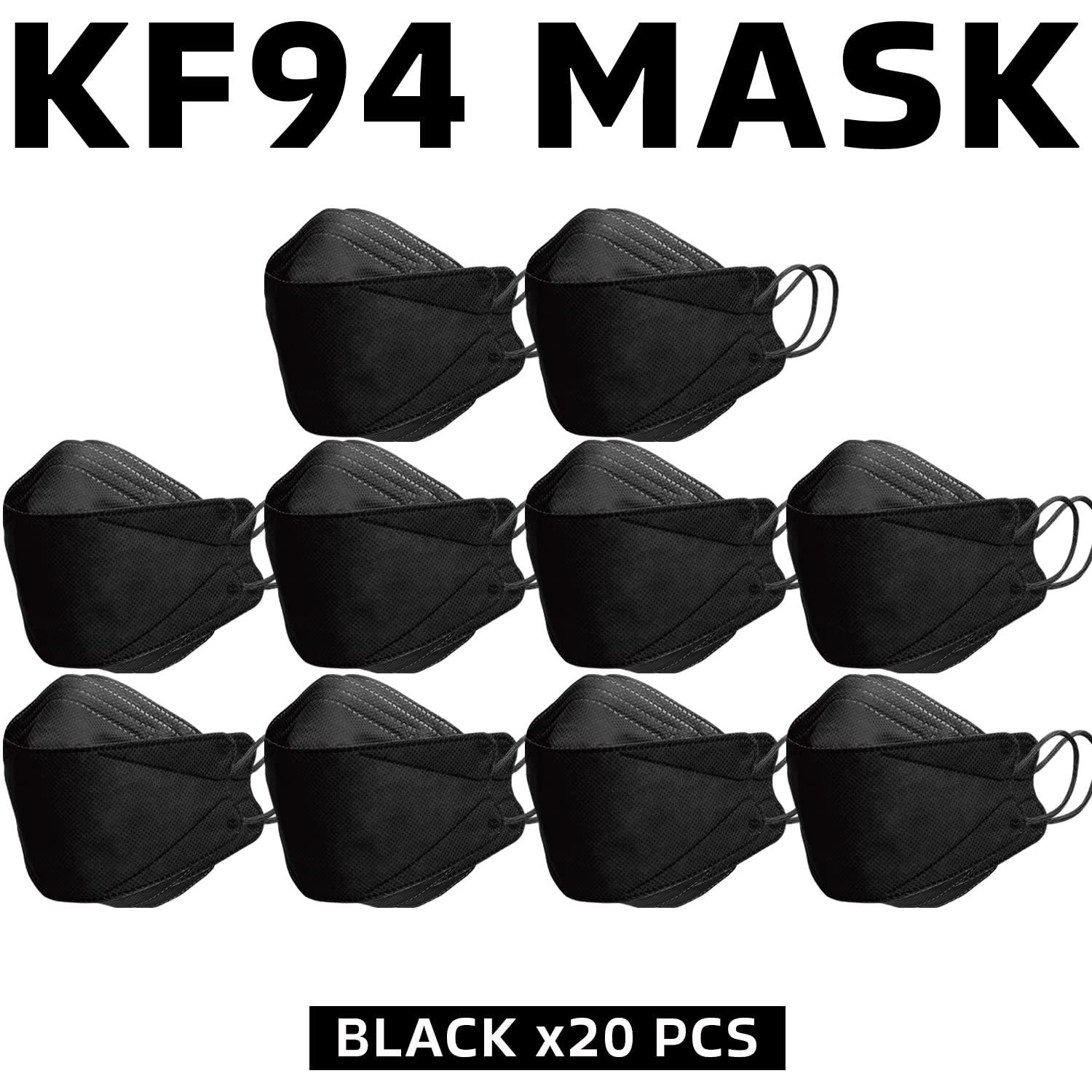 Christmas Feeling Christmas Feeling KF94 Face Masks Premium Breathable Comfortable Protection Individually Packaged Made in Korea (Black Pack of 20)