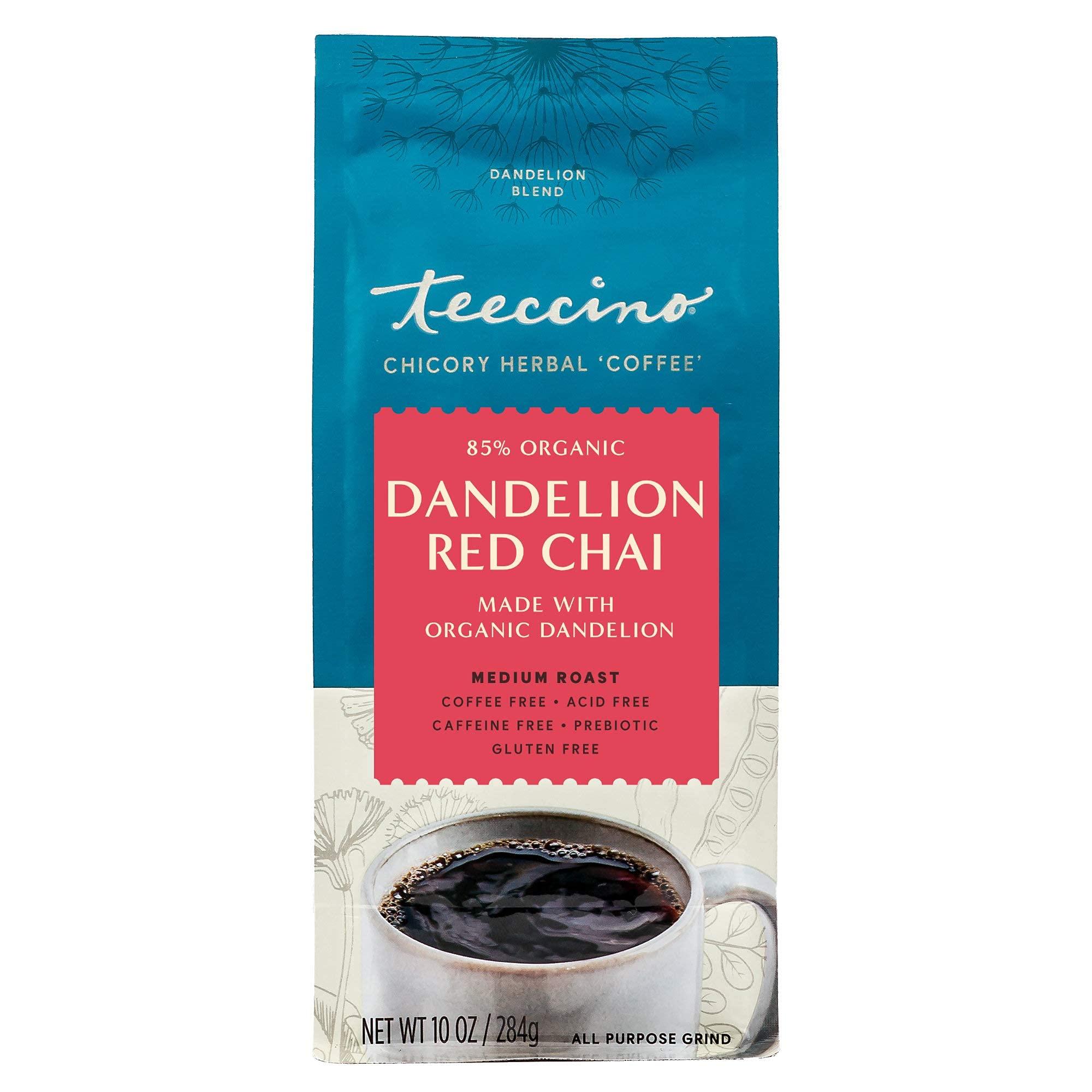 Teeccino Teeccino Dandelion Red Chai Herbal Coffee - Caffeine-Free Coffee Alternative with Prebiotics, Gluten Free, Acid Free - Medium Roast, 10 oz