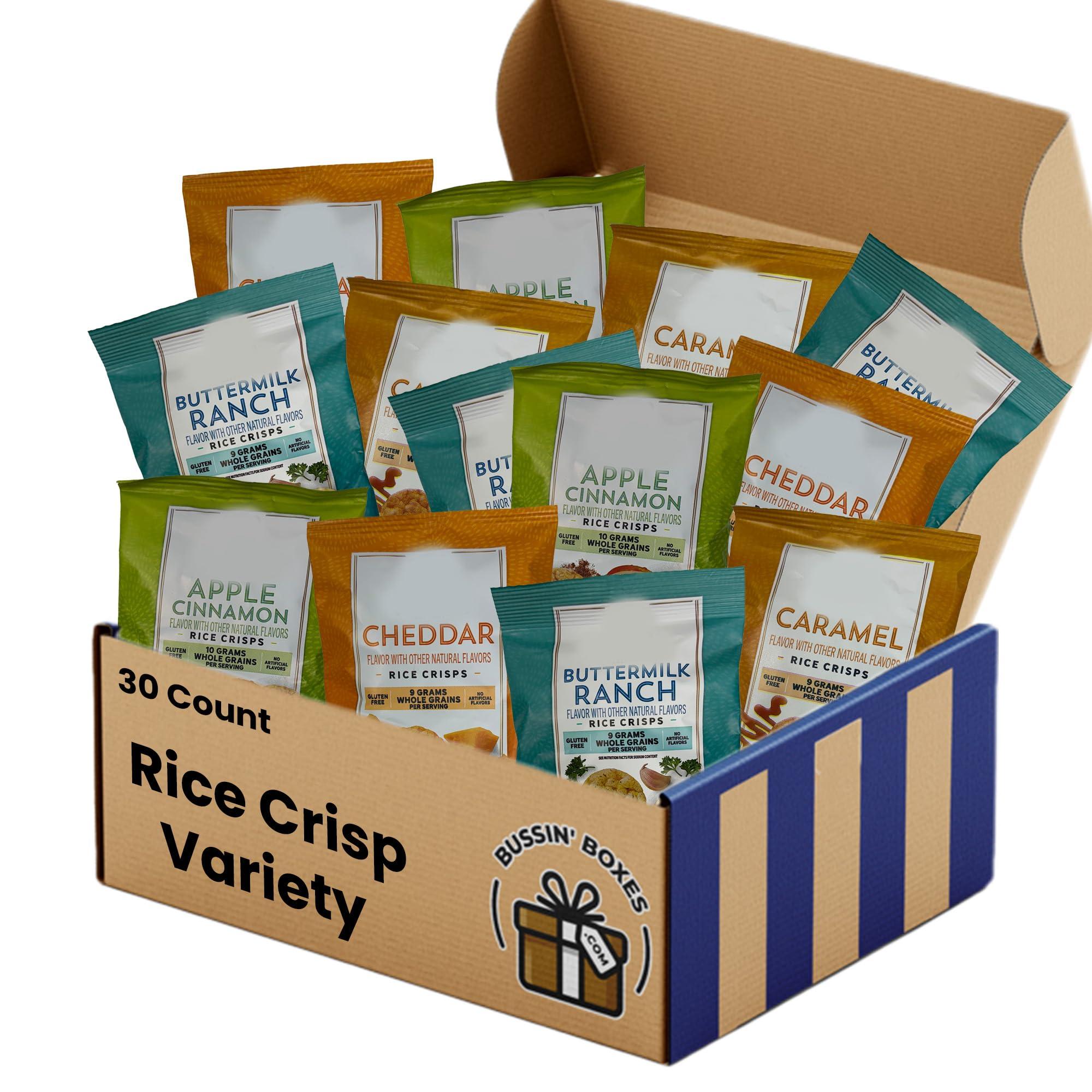 Bussin Boxes Quaker Rice Crisps Variety Pack - Multi-Grain Snack Bag Healthy Snack Assortment (30 Count)