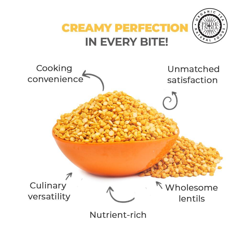 Pride Of India Pride Of India - Indian Split Yellow Chickpea Lentils - Protein & Fiber Rich Chana Dal, 3.0 Pound Jar