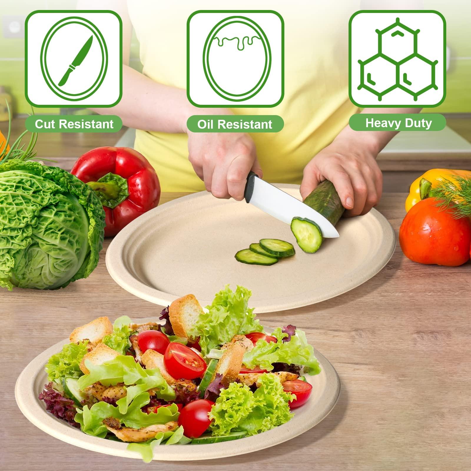 EcoAvance 12 inch Large Paper Plates, 100 Pack Oval Paper Plates, 100% Compostable Recycled Paper Plates, Eco Friendly Disposable Plates, Brown Paper Plates Heavy Duty, Paper Dinner Plates